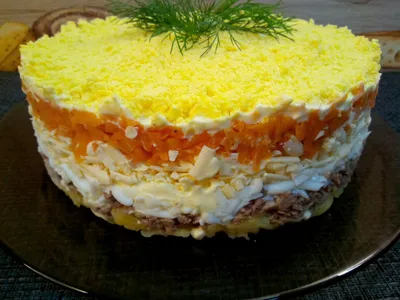 Рыбный салат Мимоза с морковью и сыром рецепт фото пошагово и видео -  1000.menu