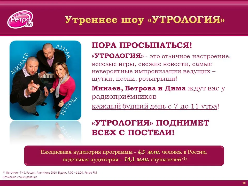 Sales House Media Plus Август Музыка: только знакомые и любимые песни 70х-80х-90х Программы: позитивный настрой и самая необходимая информация (новости, - ppt download Sales House Media Plus Август Музыка: только знакомые и любимые песни 70х-80х-90х Программы: позитивный настрой и самая необходимая информация (новости, - ppt download