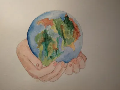 Земной шар в руках рисунок - 62 фото