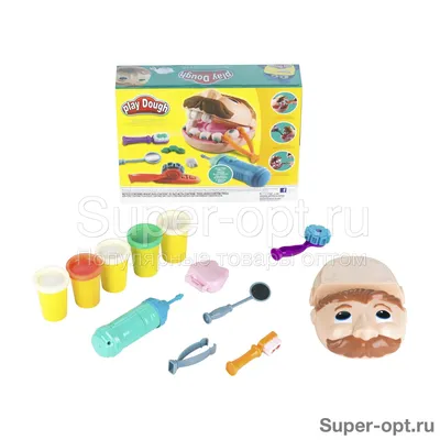 Детский набор доктора. Набор стоматолога аналог Play-Doh Мистер зубастик,  тесто для лепки, пластилин зубной врач.