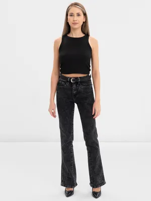 Женские модные джинсы клеш, на высокой посадке купить по цене 1301 ₽ в  интернет-магазине KazanExpress