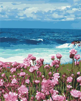 Picture Flowers and sea. Size: 60x50, Year: 2019, Price: 55 dollar Master  Sabaeva Tatyana