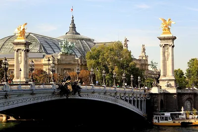 Обои на рабочий стол Мост Александра III через Сену в Париже, Франция /  Seine, Paris, France, обои для рабочего стола, скачать обои, обои бесплатно