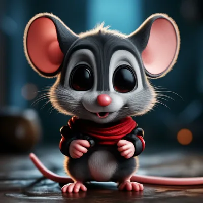 Мультяшная маленькая мышка в юбочке …» — создано в Шедевруме
