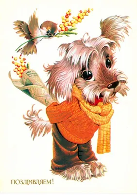Советские открытки к 8 марта)) | Мультяшные собаки, Милая иллюстрация,  Открытки
