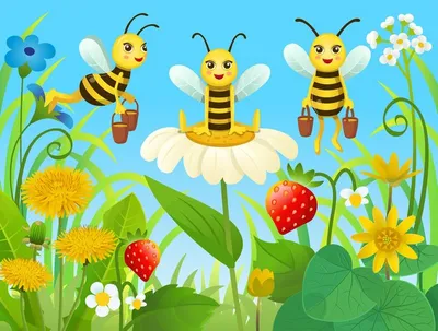 Мультяшный детеныш пчелы,сидит на …» — создано в Шедевруме