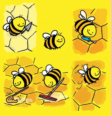 мультяшная графика пчелиной семьи, мультяшное изображение пчел фон картинки  и Фото для бесплатной загрузки