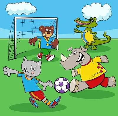 Мультяшная Сцена Ребенком Играющим Футбол Иллюстрация Детей Стоковая  иллюстрация ©illustrator_hft #650707352