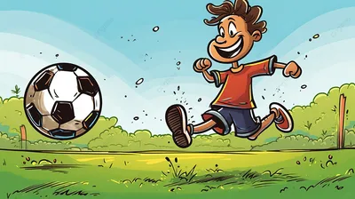 мультяшный мальчик играет в футбол Иллюстрация вектора - иллюстрации  насчитывающей дети, характер: 216746190