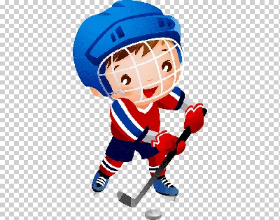 Мультяшный маленький мальчик играет в хоккей на поле на белом фоне |  Премиум векторы