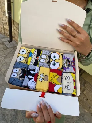 Носки с приколами на подарок женские детские 36-39 10 пар с мультяшным  рисунком в коробке (ID#1661720273), цена: 499 ₴, купить на Prom.ua