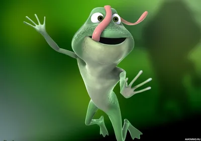 Мультяшная лягушка с длинным языком на голове — Картинки для аватара
