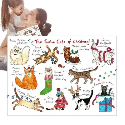 Рождественские открытки в ассортименте с кошкой и собакой, поздравительная  открытка на Рождество, смешные Мультяшные праздничные открытки с юмором,  кошкой и собакой, уникальные | AliExpress