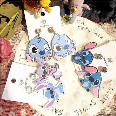 Большие модные серьги Disney Stitch Kawaii Мультяшные аниме Стич серьги для  женщин модные Подвесные серьги для девочек Подарки на день рождения |  AliExpress