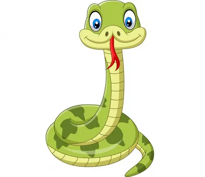 мультяшная зеленая змея на дереве Иллюстрация вектора - иллюстрации  насчитывающей шарж, талисман: 220369237