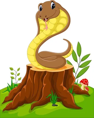 Мультяшная коричневая змея на белом фоне | Премиум векторы