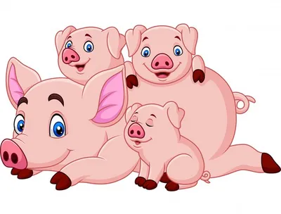 свиньи. симпатичные мультяшные свиньи и поросята. фермеры. Иллюстрация  вектора - иллюстрации насчитывающей карточка, талисман: 272171129