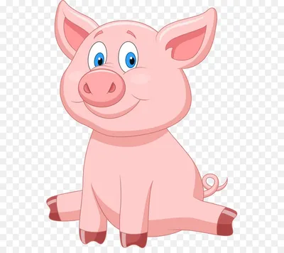 Симпатичная мультяшная круглая свинья. Нарисуйте иллюстрацию в цвете -  Ozero - российский фотосток
