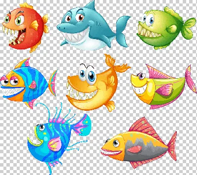Смешные мультяшные разноцветные рыбы . Векторное изображение ©lilu330  135038070