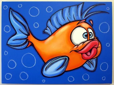 очень милая голубая рыбка с большими глазами, мультяшные картинки рыб фон  картинки и Фото для бесплатной загрузки