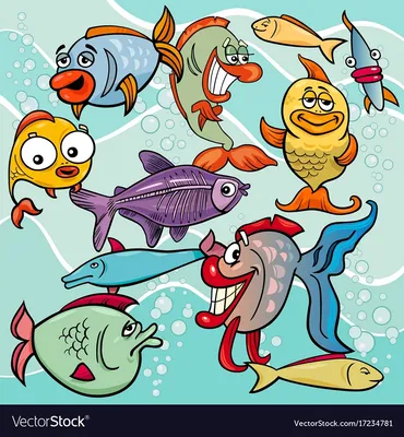 Мультяшные рыбки и морские зверушки | Рыбные узоры, Рыба рисунки, Рыбные  иллюстрации