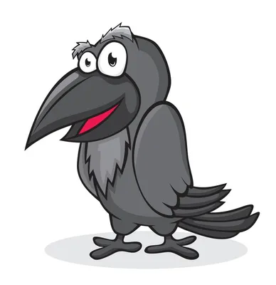 Темный ворон птица мультяшная ворона дизайн плоского векторного животного  иллюстрация | Премиум векторы