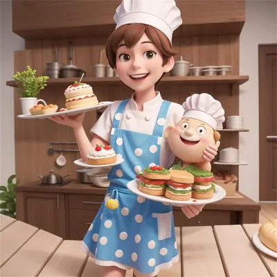 милый шеф-повар ребенок выпечка сладкий торт маленький кондитер пекарь в  шеф-повар шляпа фаррон стоя Иллюстрация вектора - иллюстрации насчитывающей  хлебопека, торт: 226339863
