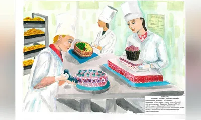 Мультяшный пекарь с пирожными и круассанами кондитер со сладкой выпечкой |  Премиум векторы