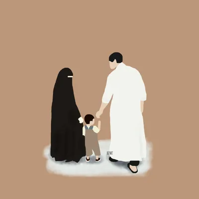 Мусульманская семья иллюстрация вектора. иллюстрации насчитывающей  мусульмане - 63369251