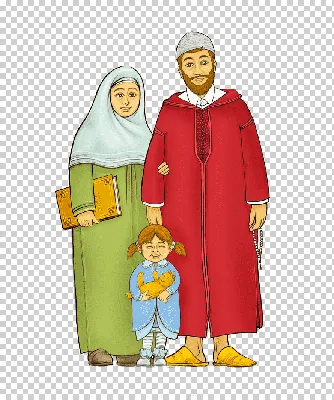иллюстрация счастливой мусульманской семьи PNG , счастливая семья, мусульманская  семья, семейная иллюстрация PNG картинки и пнг PSD рисунок для бесплатной  загрузки