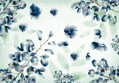 Фото обои природа 254x184 см Нарисованные синие цветы на светлом фоне  (13792P4)+клей (ID#1536311448), цена: 850 ₴, купить на Prom.ua