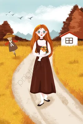 Рисованной осень падение Милая девушка PNG , иллюстрации, Нарисованная,  Осенние листья PNG картинки и пнг PSD рисунок для бесплатной загрузки