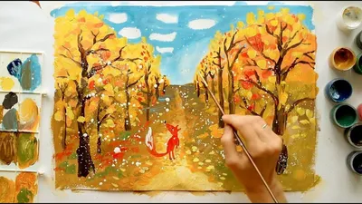 Фотографии Осень Природа деревьев Рисованные