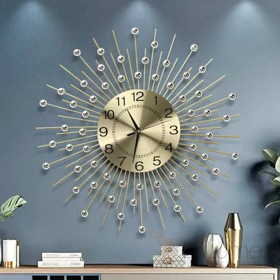 Современные дизайнерские настенные часы для гостиной 2022, новогодние  настенные украшения, 3D Подвесные часы, креативные часы, золотые  металлические настенные часы | AliExpress