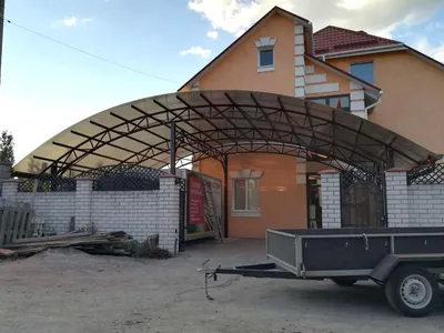 Навес из поликарбоната складной, примыкающий к дому - купить по цене 255640  рублей в Москве