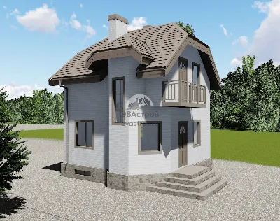 Проект дома с мансардой с балконом №12 - АРХИПРОЕКТ.РФ