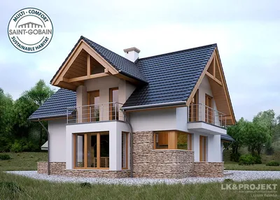 Проект дома D244 с мансардой до 100м2 с готовыми планами и чертежами Харьков