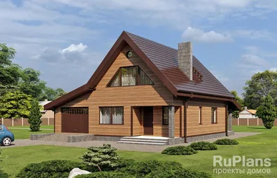 Проект типового дома с мансардой и гаражом «Горка мини» | Курск |  Архитектурное бюро «Домой»