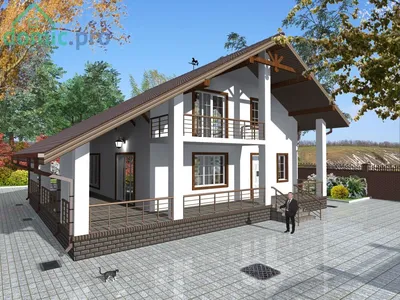 110A «Замечательный сосед» - проект дома с мансардой, с остекленной  террасой: цена | Купить готовый проект с фото и планировкой