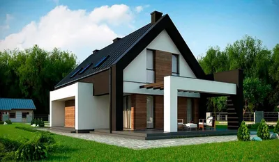 Проект маленького одноэтажного дома из газобетона с просторной крытой  террасой D3252 | Каталог проектов Домамо