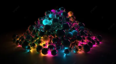 неоновые светящиеся сферы в темноте, 3d иллюстрация кучи неоновых красочных  светящихся сфер и шаров, Hd фотография фото фон картинки и Фото для  бесплатной загрузки