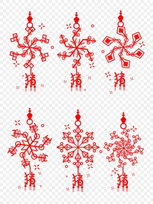 Китайские новогодние элементы вырезанные из бумаги снежинки стихия PNG ,  Свинья слово, Креативная снежинка, красный PNG картинки и пнг рисунок для  бесплатной загрузки