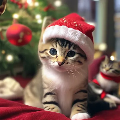 Котик у новогодней елки | Милые котики, Котята, Домашние животные юмор