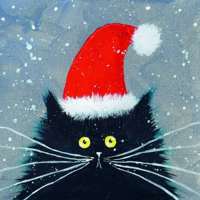 Милый котик в шарфике, новогодние …» — создано в Шедевруме