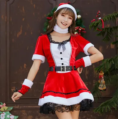 Женские Новогодние костюмы Япония и Южная Корея милая Пижама с  рождественским принтом, короткая юбка рейв вечерние взрослых Санта Клаус  костюм | AliExpress