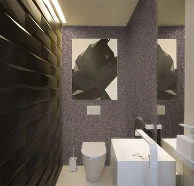 Туалеты с инсталляцией и обоями на стенах – 135 лучших фото-идей дизайна  интерьера туалета | Houzz Россия