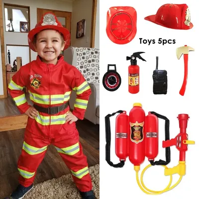 Костюм пожарного на Хэллоуин для детей, одежда для карнавала для мальчиков  и девочек, униформа пожарного сама, одежда для карнавала, рабочая одежда |  AliExpress