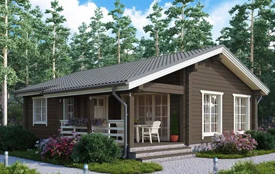 Проект одноэтажного деревянного дома с мансардой № 13-09 в скандинавском  стиле | каталог Проекты коттеджей