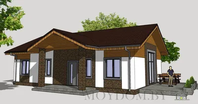 Проект одноэтажного дома с террасой 05-33 🏠 | СтройДизайн