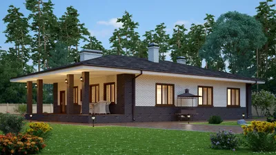 Одноэтажный дом с террасой строительство под ключ - проекты и цены